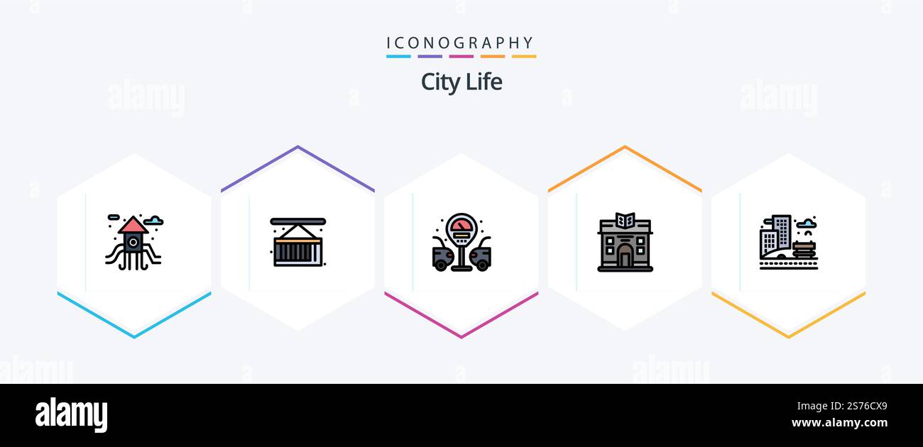 City Life 25 FilledLine icon pack including . building. life. life ...