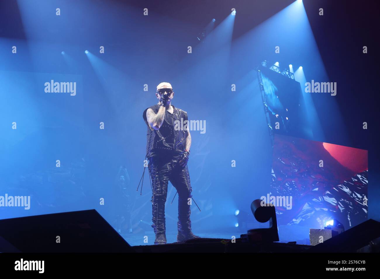 Bologna, Italy. 18th Jan 2025. Italian rapper Lazza performing on stage ...