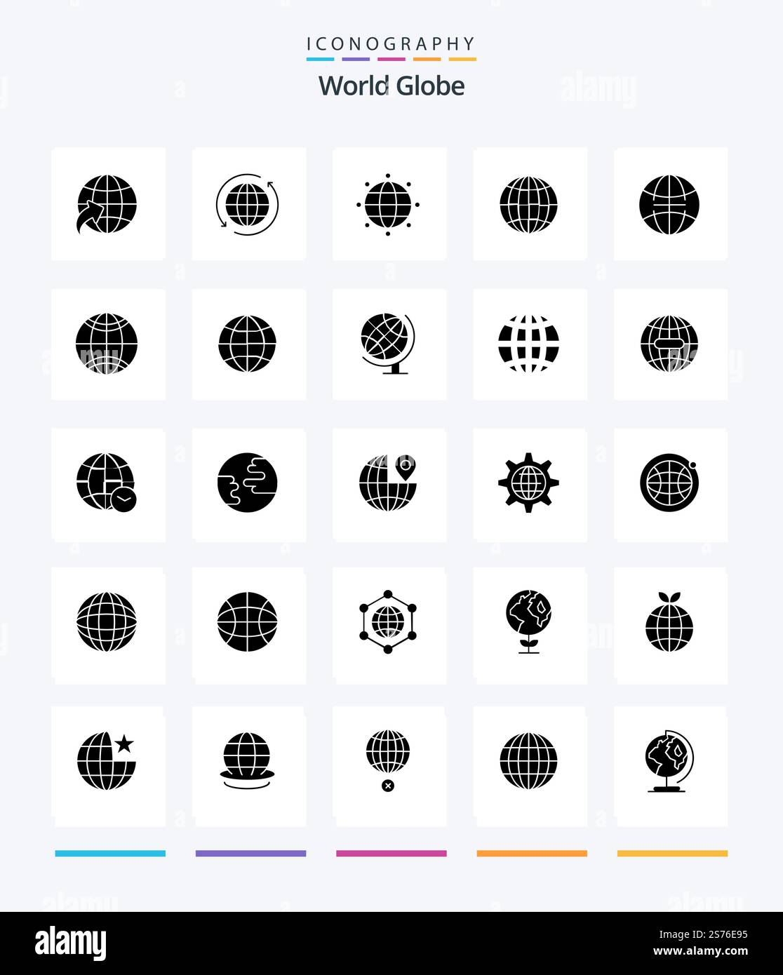 Creative Globe 25 Glyph Solid Black icon pack  Such As internet. global. global. earth. geography Stock Vector