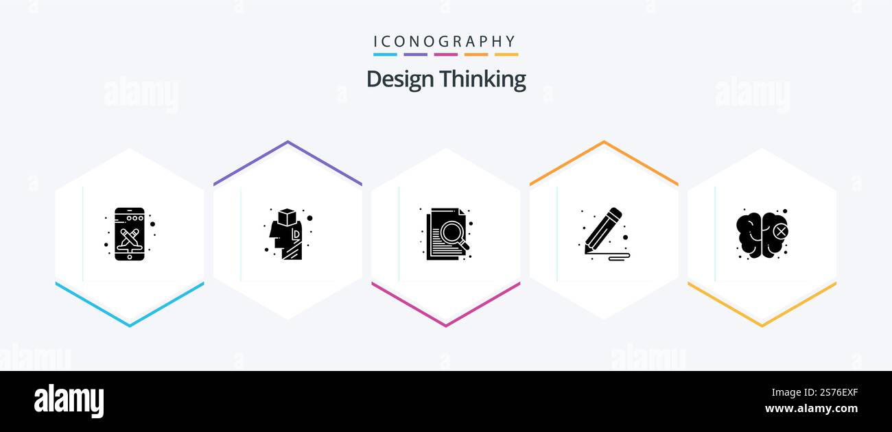 Design Thinking 25 Glyph icon pack including . knowledge. document. brain. design Stock Vector