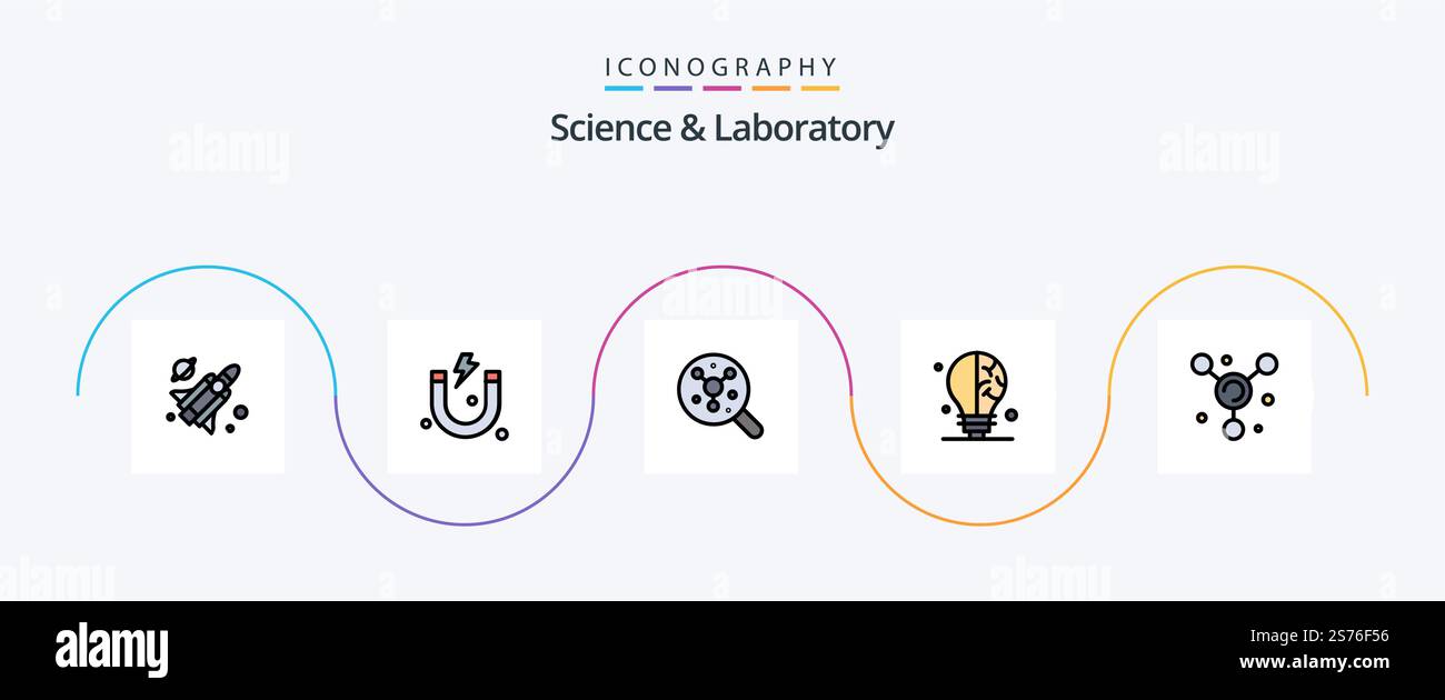 Science Line Filled Flat 5 Icon Pack Including . science. molecule ...