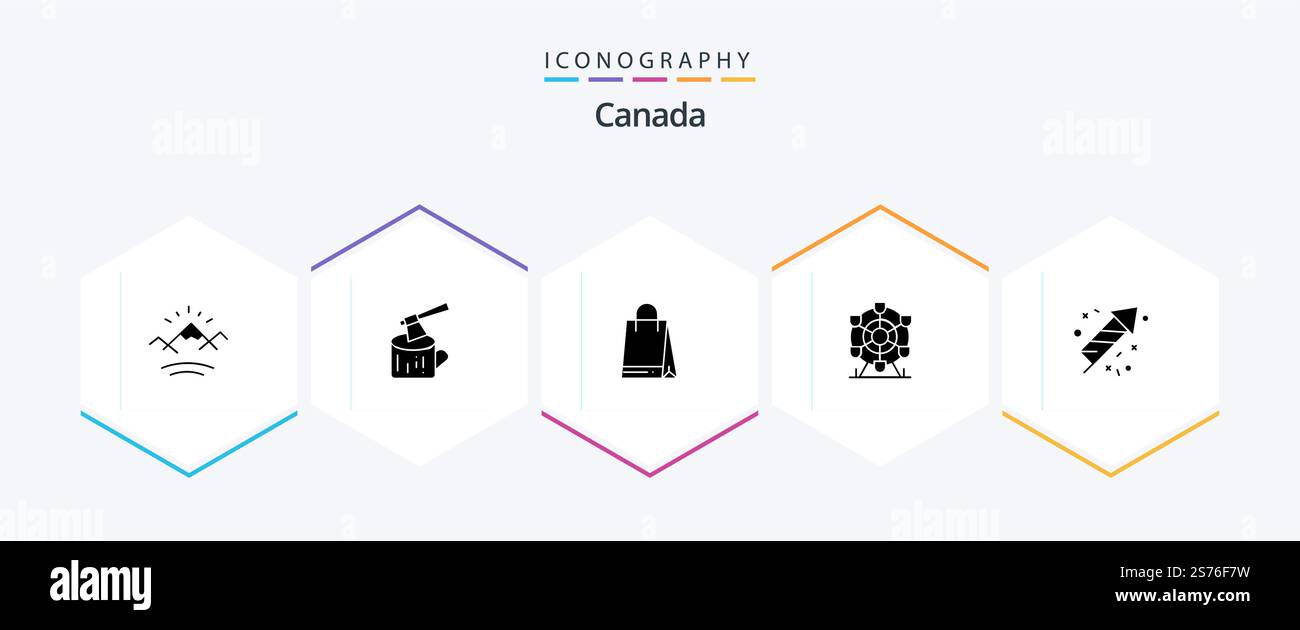 Canada 25 Glyph icon pack including canada. fire work. bag. canada. park Stock Vector