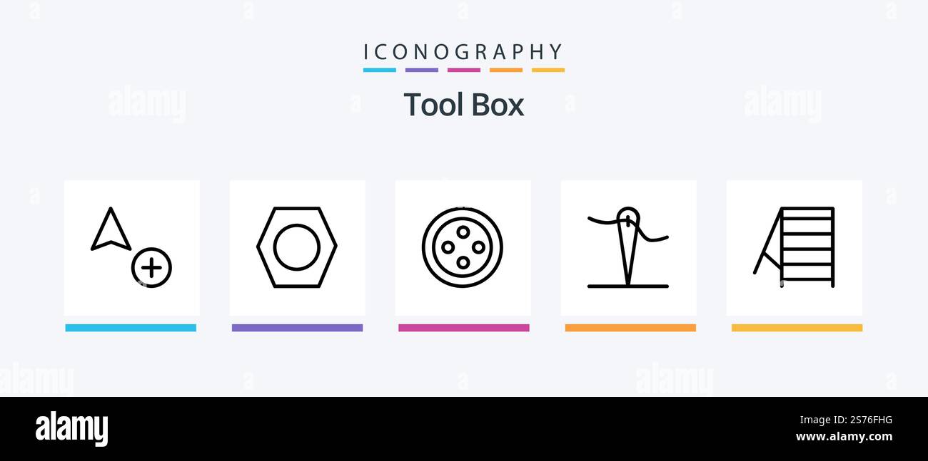 Tools Line 5 Icon Pack Including . tools. view. eye. Creative Icons Design Stock Vector