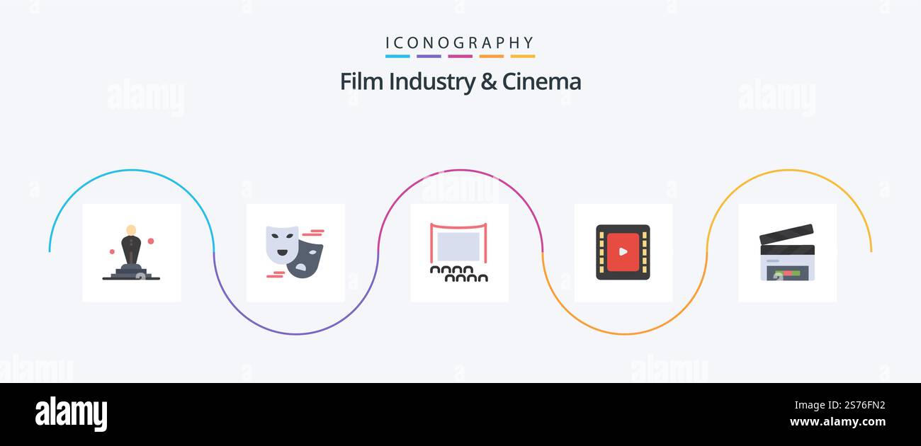 Cenima Flat 5 Icon Pack Including clapperboard. clapboard. audience ...
