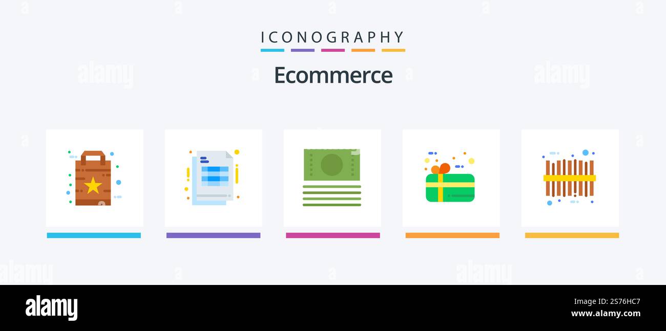 Ecommerce Flat 5 Icon Pack Including . code. cash. barcode. holiday. Creative Icons Design Stock Vector