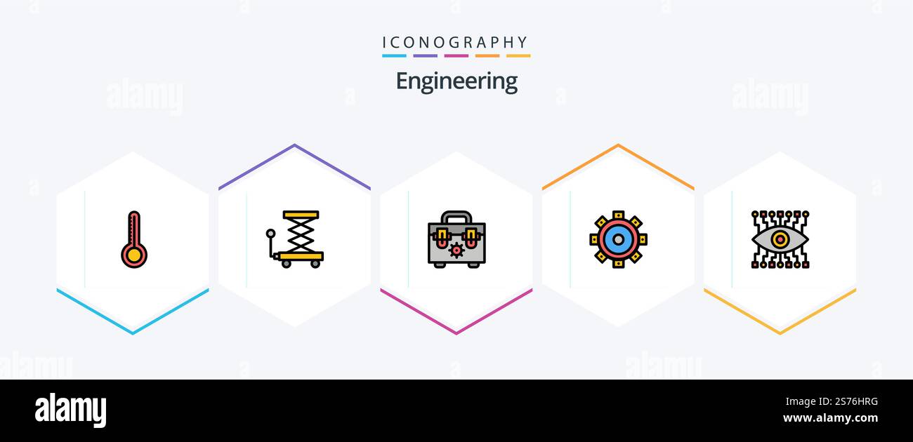 Engineering 25 FilledLine icon pack including . construction. construction. watch. setting Stock Vector