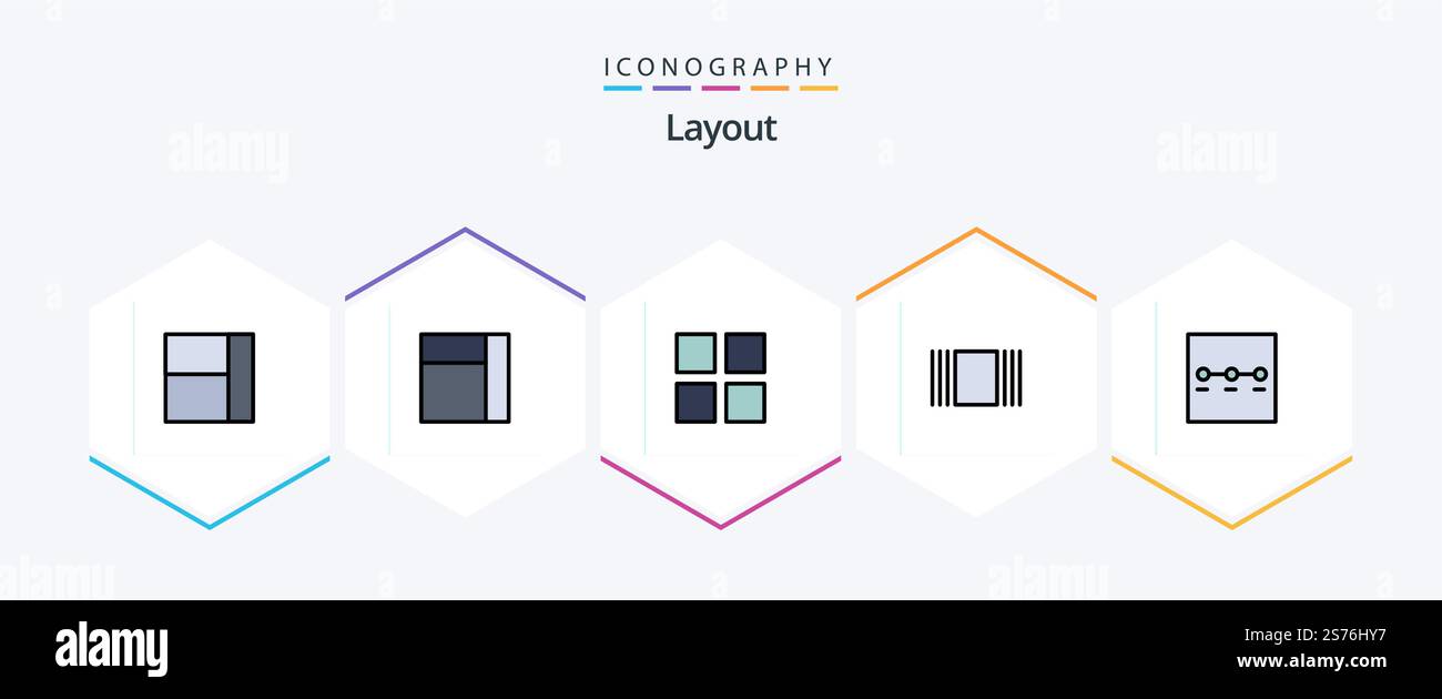 Layout 25 FilledLine icon pack including . layout. Stock Vector