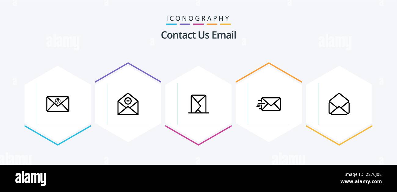 Email 25 Line icon pack including open. mail. envelope. message. email Stock Vector