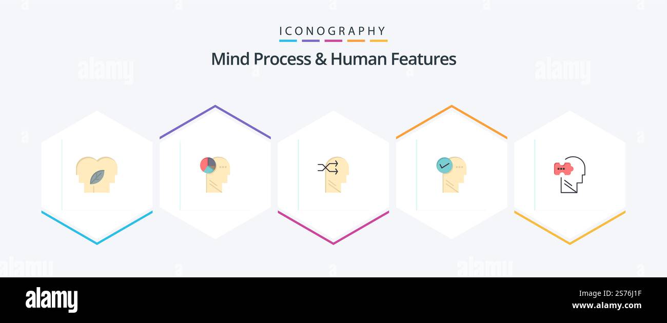 Mind Process And Human Features 25 Flat icon pack including mind. thinking. mental chang. solution. mind Stock Vector
