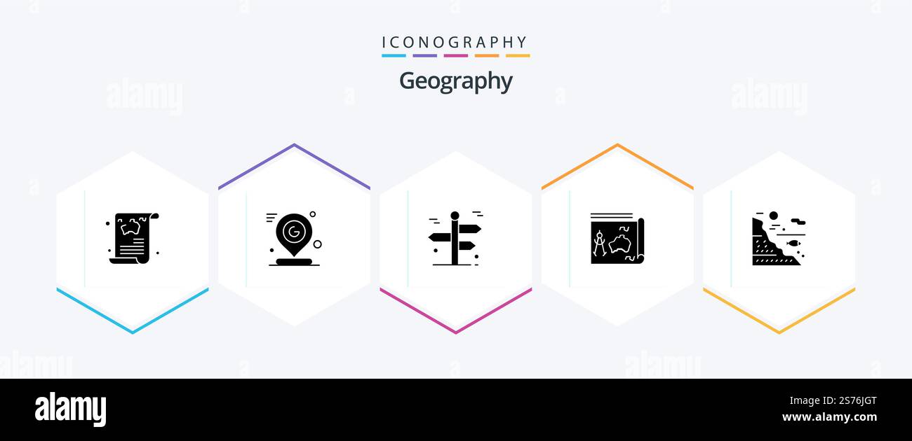 Geo Graphy 25 Glyph icon pack including guide. map. location. trip ...