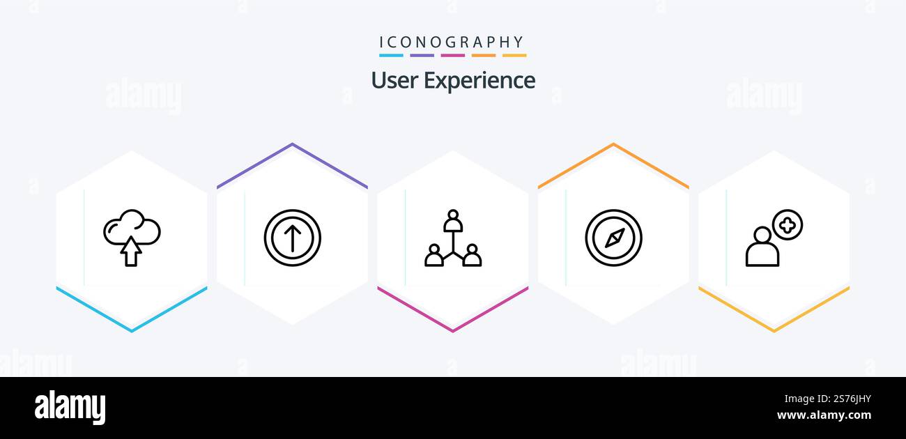 User Experience 25 Line icon pack including navigation. compass . ui. team Stock Vector