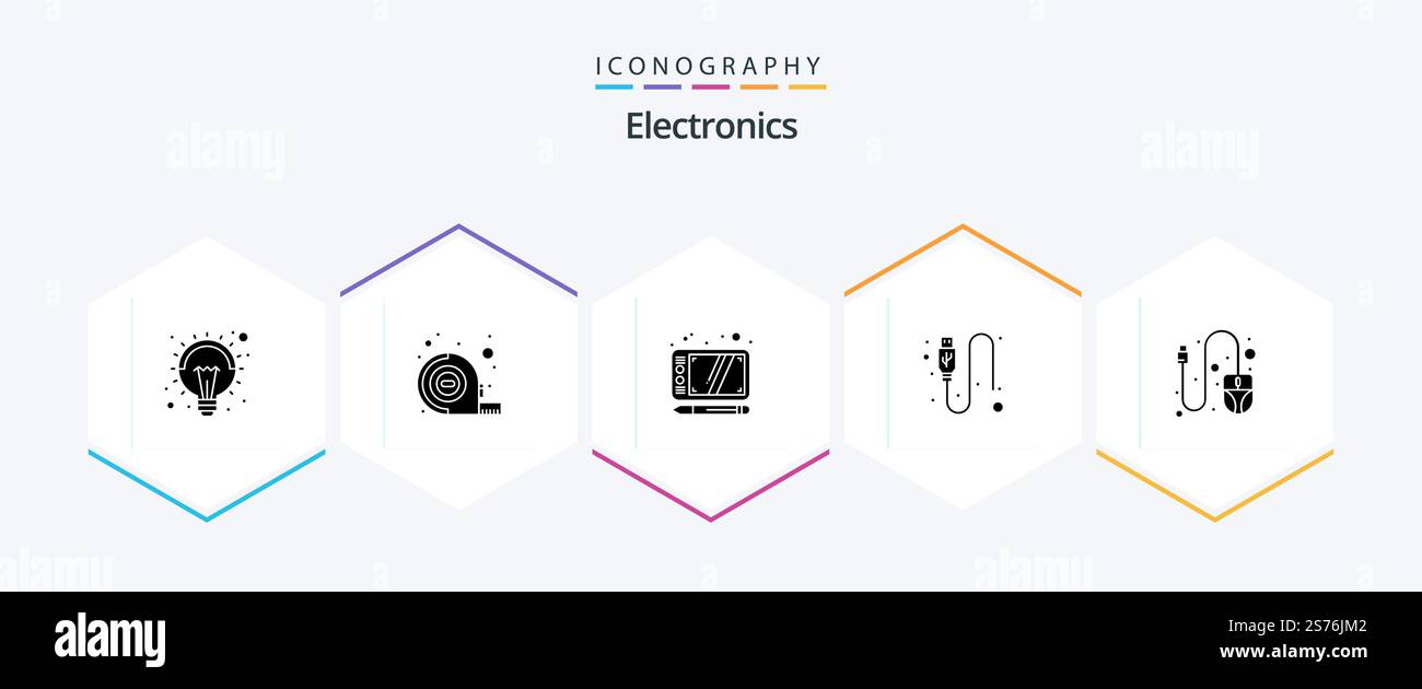 Electronics 25 Glyph icon pack including . mouse. draw. computer. usb Stock Vector