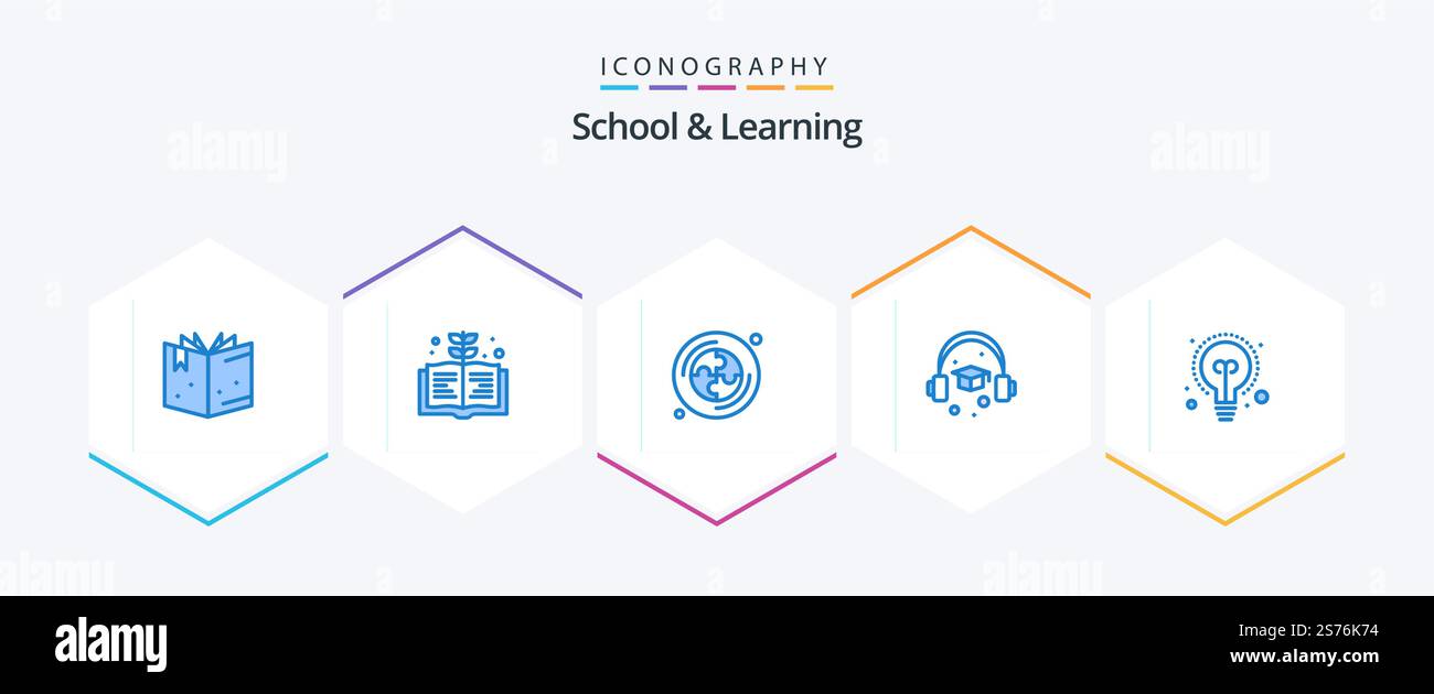 School And Learning 25 Blue icon pack including . graduation. Stock Vector