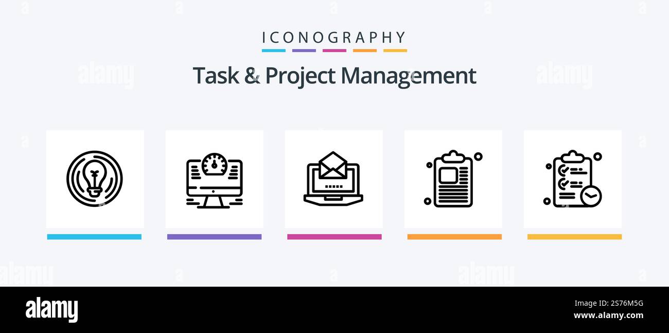 Task And Project Management Line 5 Icon Pack Including projector. graph ...