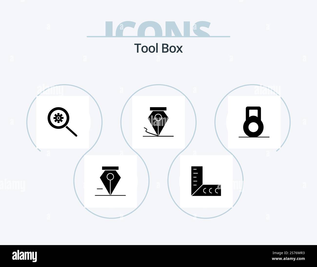 Tools Glyph Icon Pack 5 Icon Design. . search. dumbbell Stock Vector