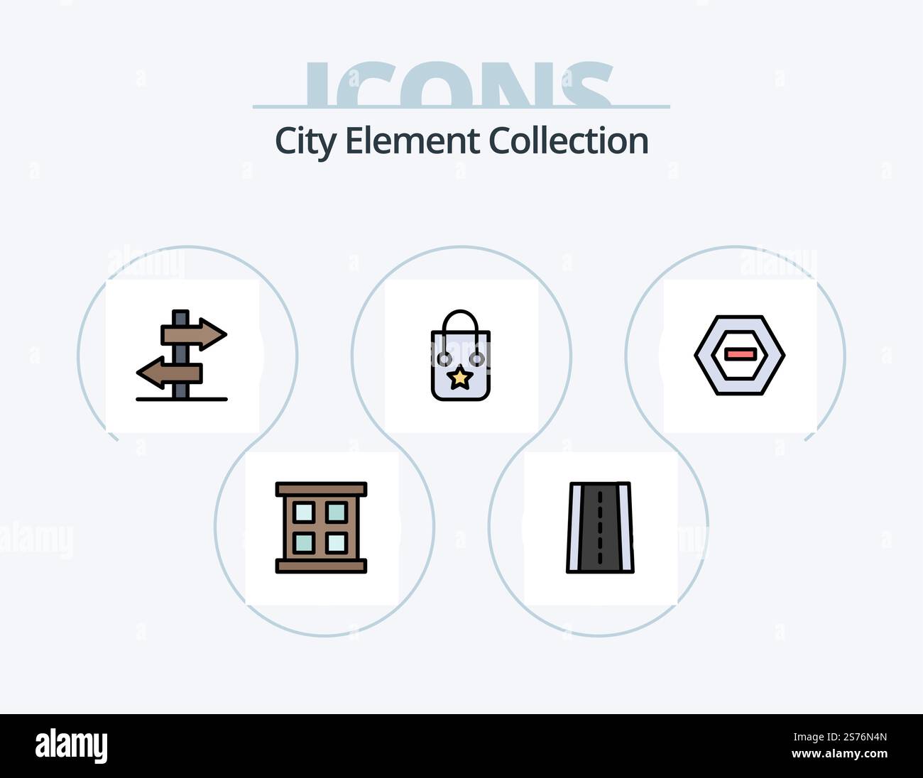 City Element Collection Line Filled Icon Pack 5 Icon Design. arrow ...