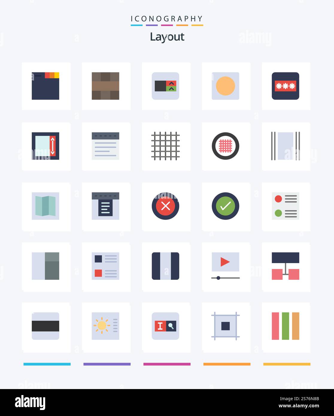 Creative Layout 25 Flat icon pack  Such As password. field. form. overlay. frame Stock Vector