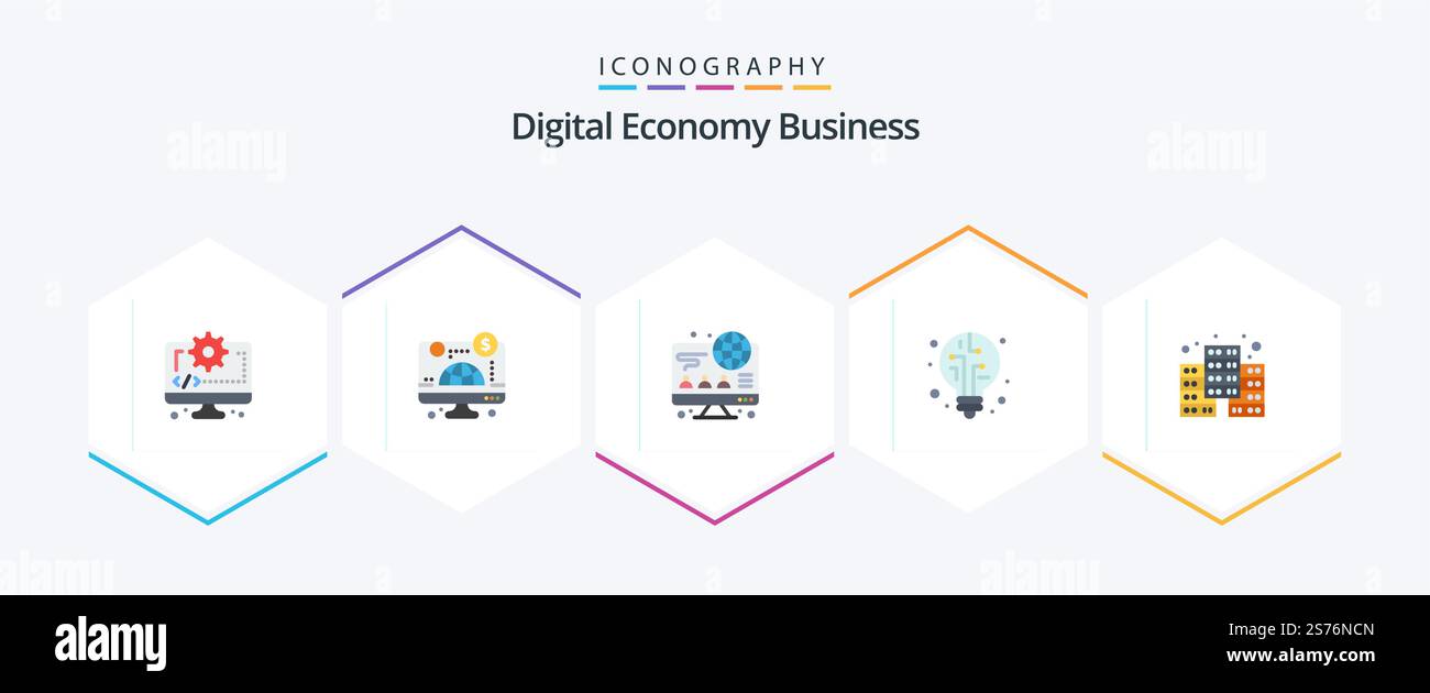 Digital Economy Business 25 Flat icon pack including . economy ...