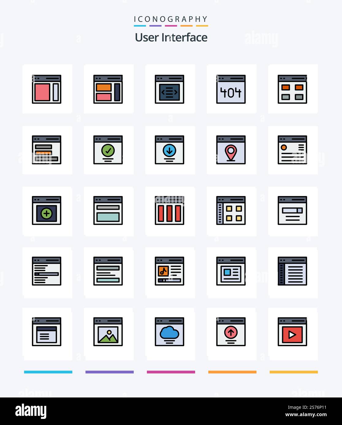 Creative User Interface 25 Line FIlled icon pack  Such As interface. communication. user. . page Stock Vector