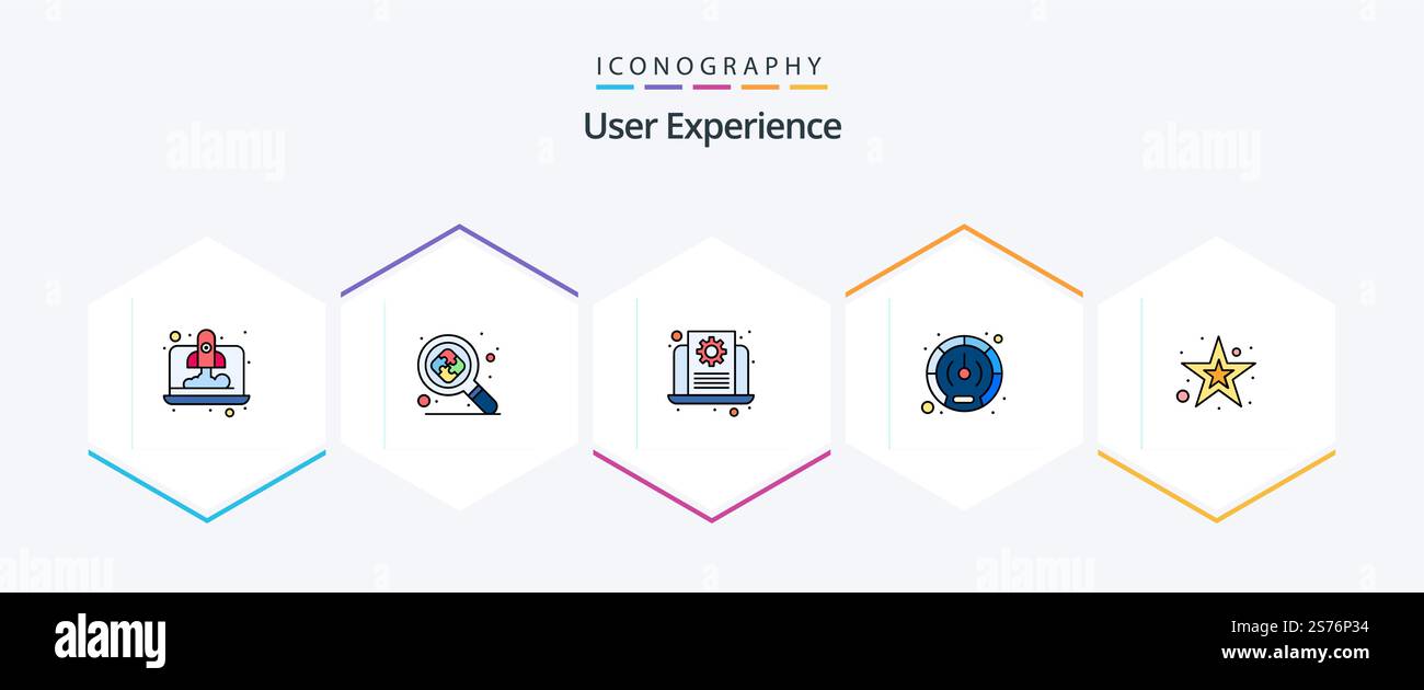 User Experience 25 FilledLine icon pack including shape. ux. seo. user. performance Stock Vector