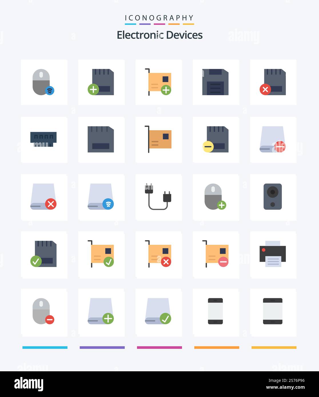 Creative Devices 25 Flat icon pack  Such As devices. card. devices. gadget. disc Stock Vector