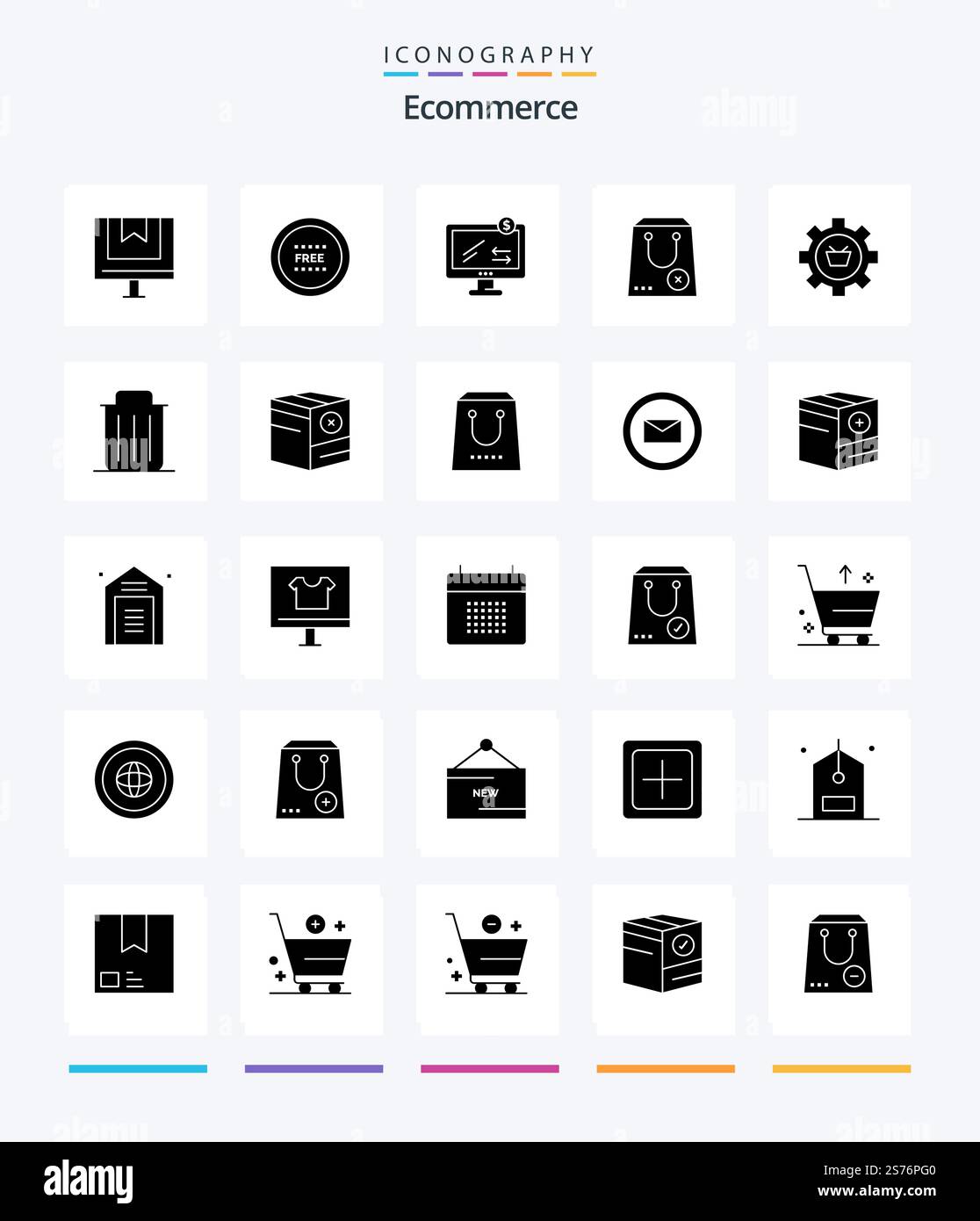 Creative Ecommerce 25 Glyph Solid Black icon pack  Such As e. close. line. buy. ecommerce Stock Vector
