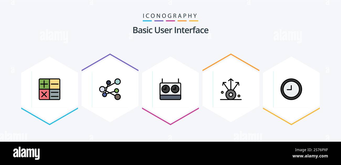 Basic 25 FilledLine icon pack including . connection. time Stock Vector