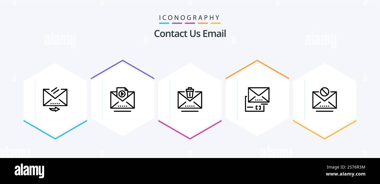 Email 25 Line icon pack including mail. email. email. mail. document Stock Vector