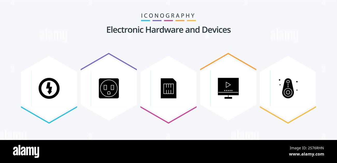 Devices 25 Glyph icon pack including devices. video. devices. tv. image Stock Vector