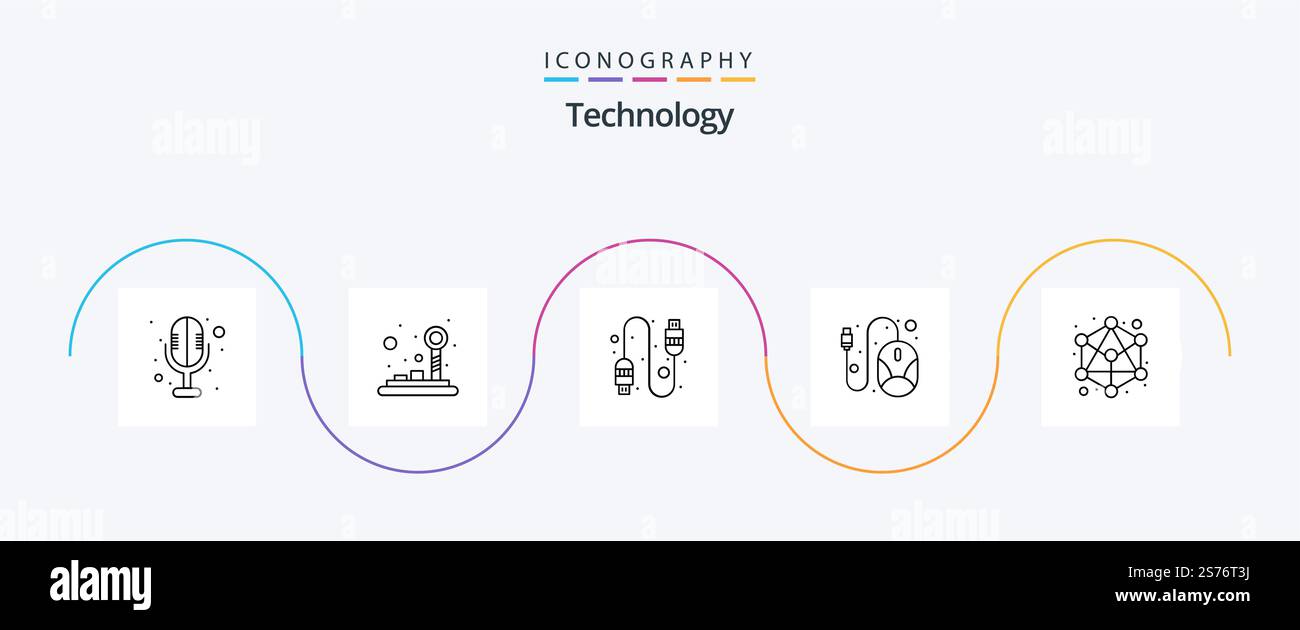 Technology Line 5 Icon Pack Including . hierarchy. connection ...