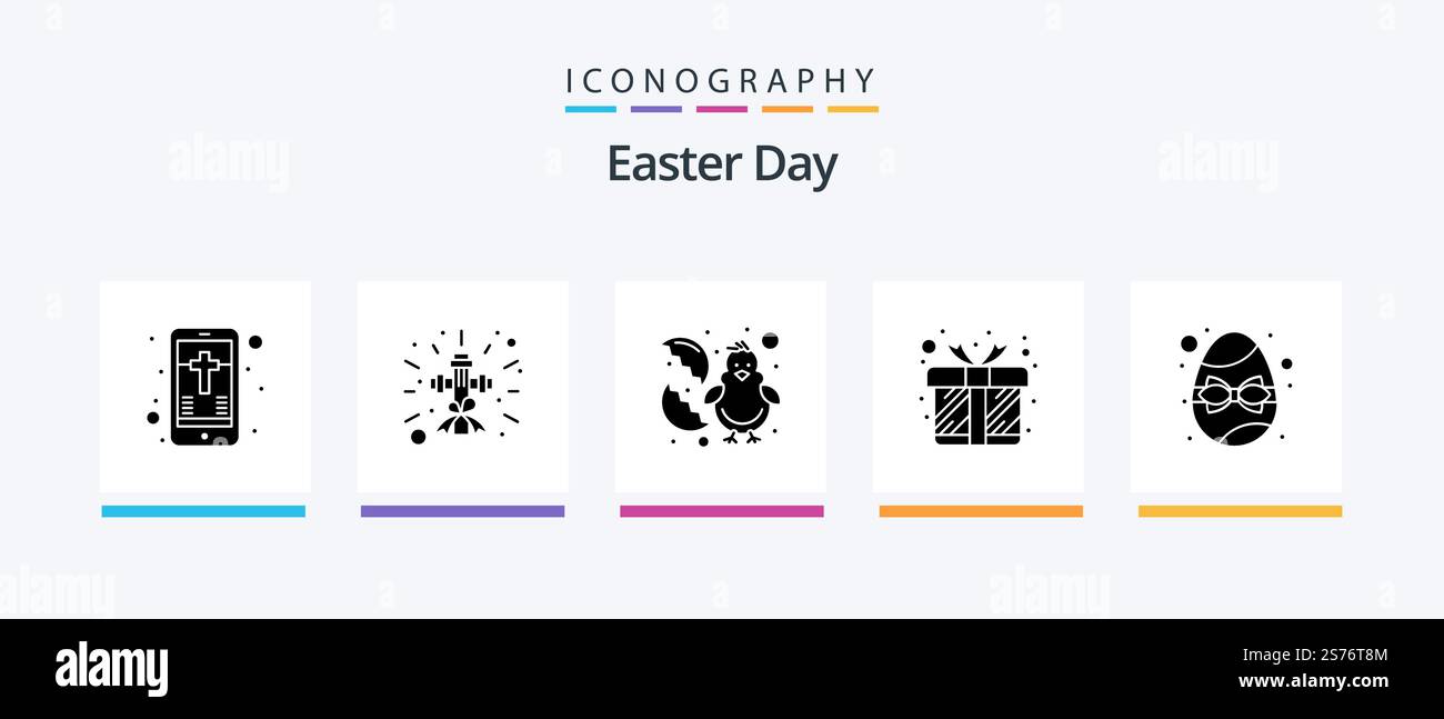 Easter Glyph 5 Icon Pack Including easter. box. baby. love. gift. Creative Icons Design Stock Vector