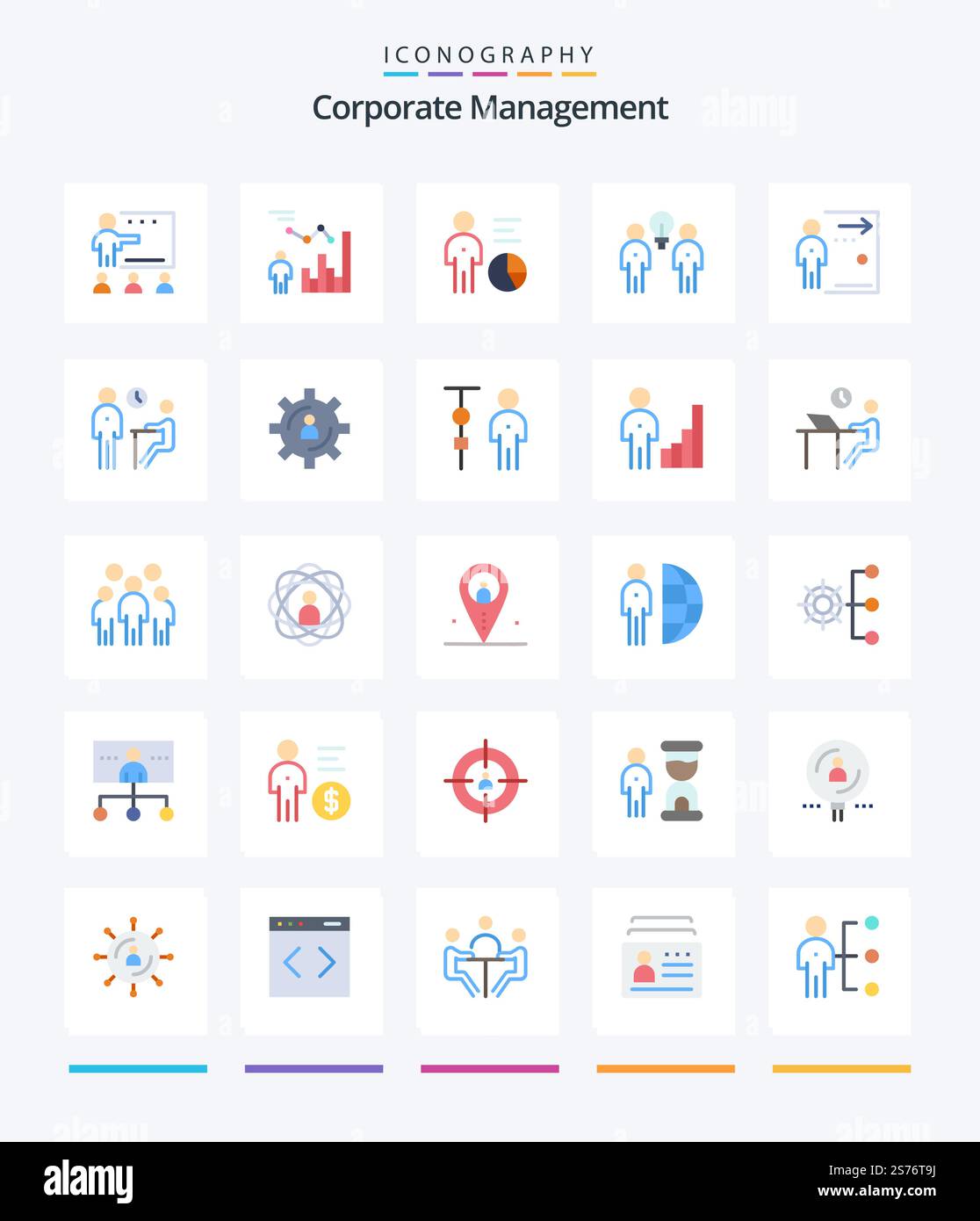 Creative Corporate Management 25 Flat icon pack  Such As fired. door. management. teamwork. people Stock Vector
