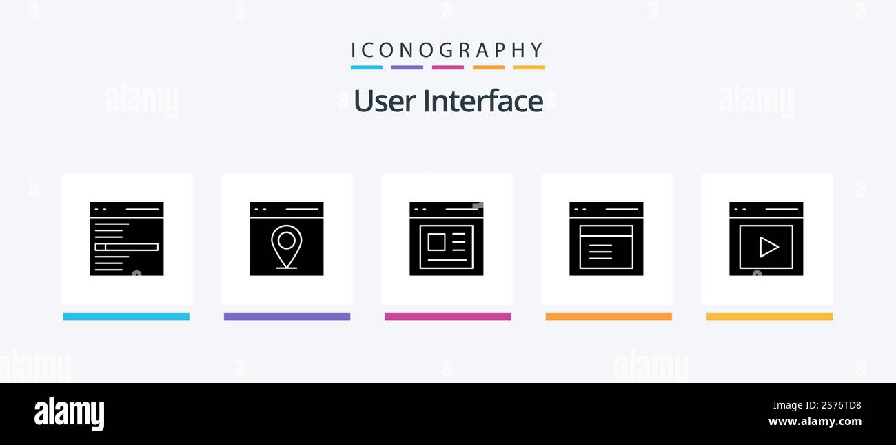 User Interface Glyph 5 Icon Pack Including modal. communication. user. interface. Creative Icons Design Stock Vector