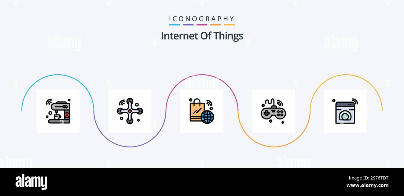 Internet Of Things Line Filled Flat 5 Icon Pack Including things ...