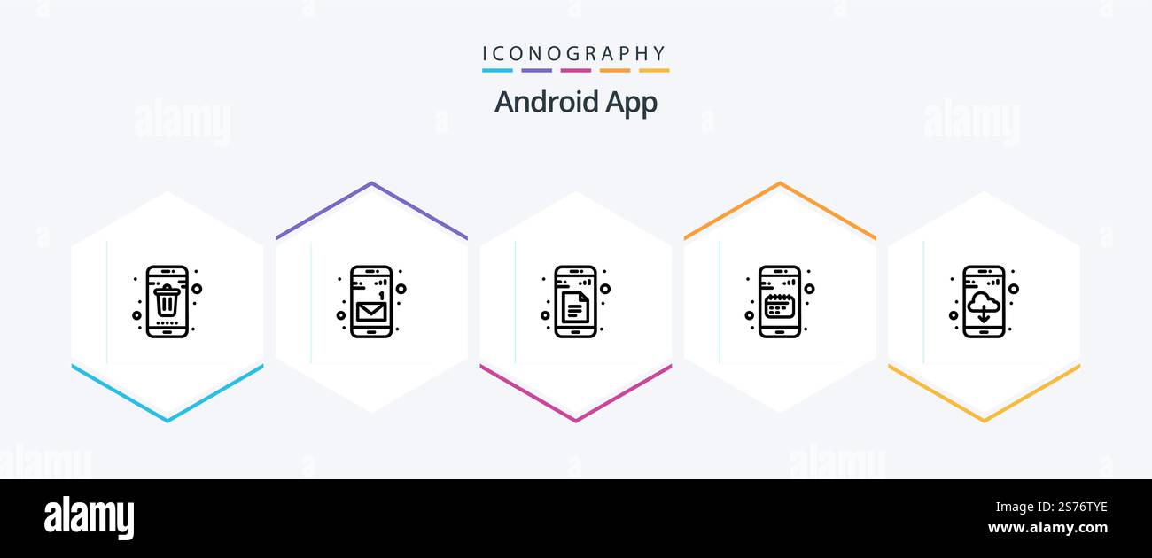 Android App 25 Line icon pack including app. date. data. calendar. agenda Stock Vector