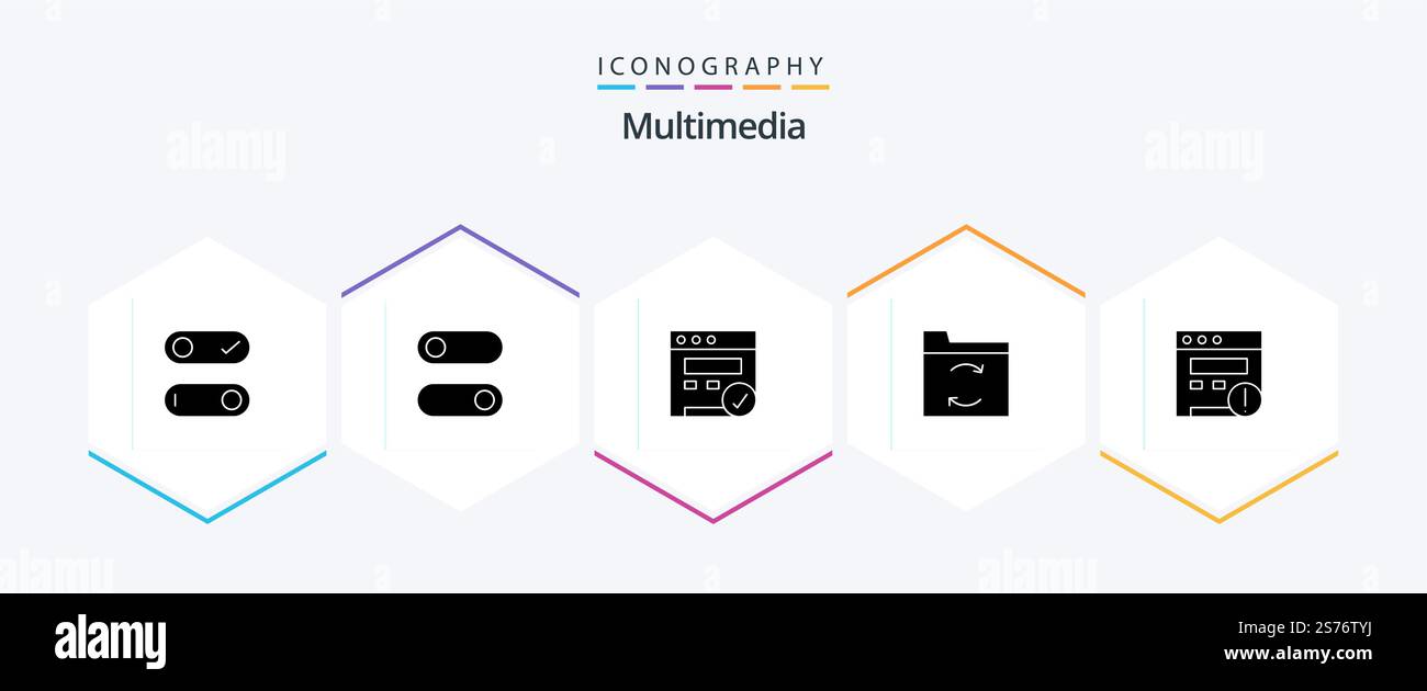 Multimedia 25 Glyph icon pack including . sync. Stock Vector