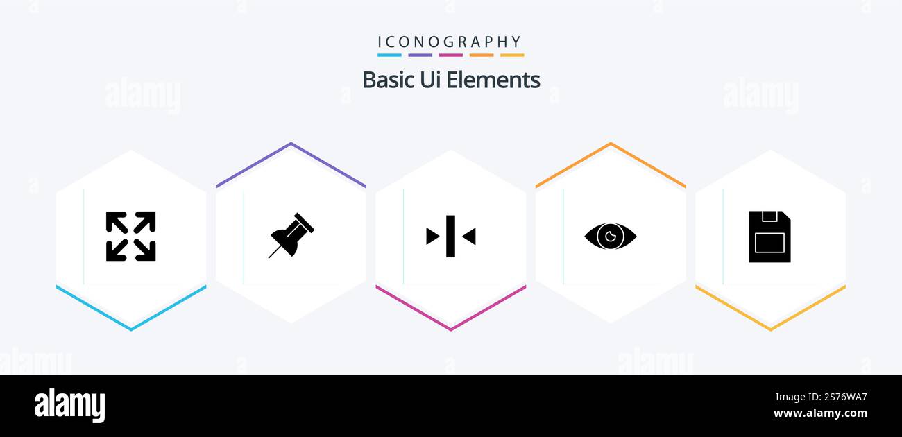 Basic Ui Elements 25 Glyph icon pack including storage. card. back. mobile. design Stock Vector