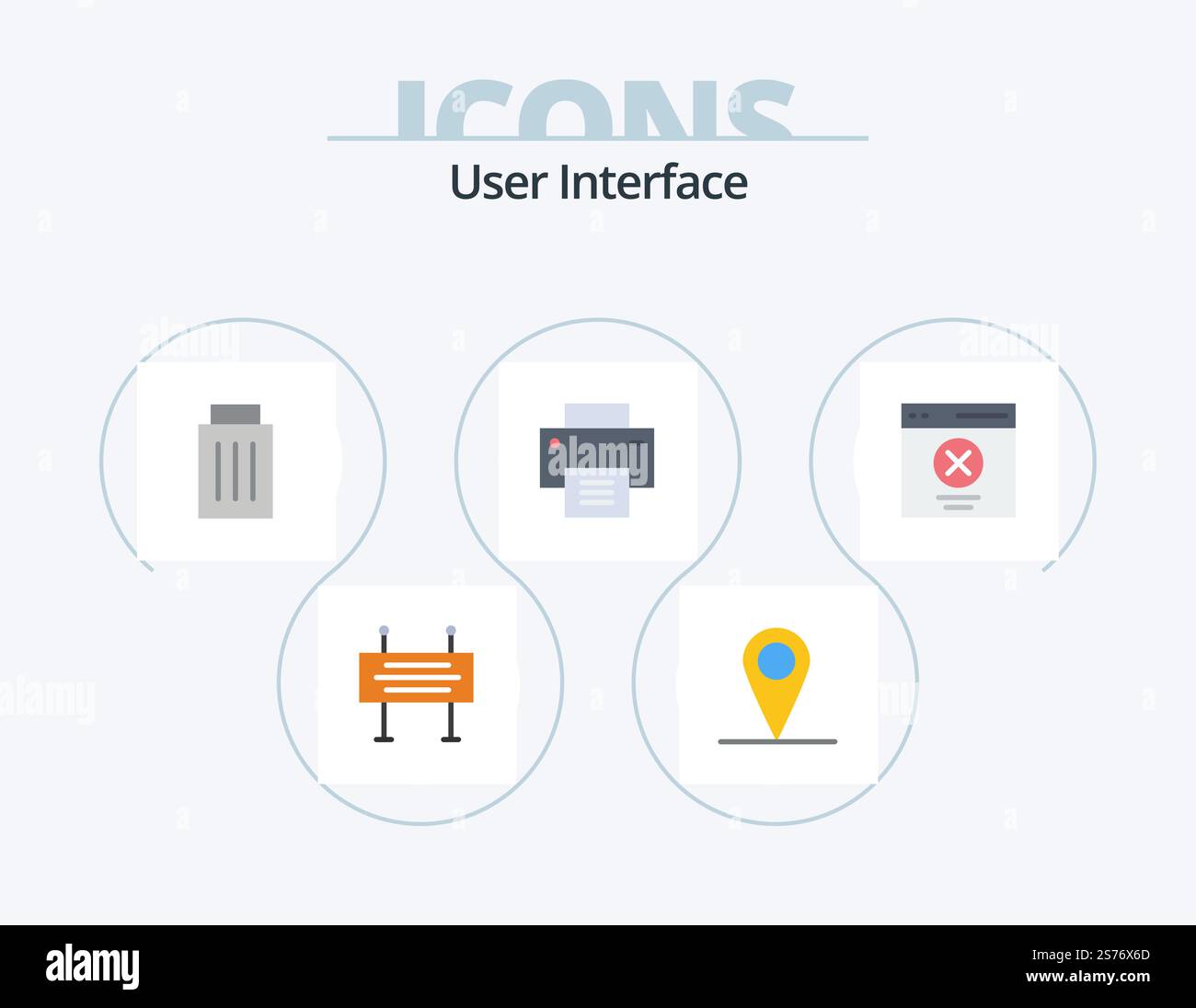 User Interface Flat Icon Pack 5 Icon Design. communication. user. delete. line. basic Stock Vector