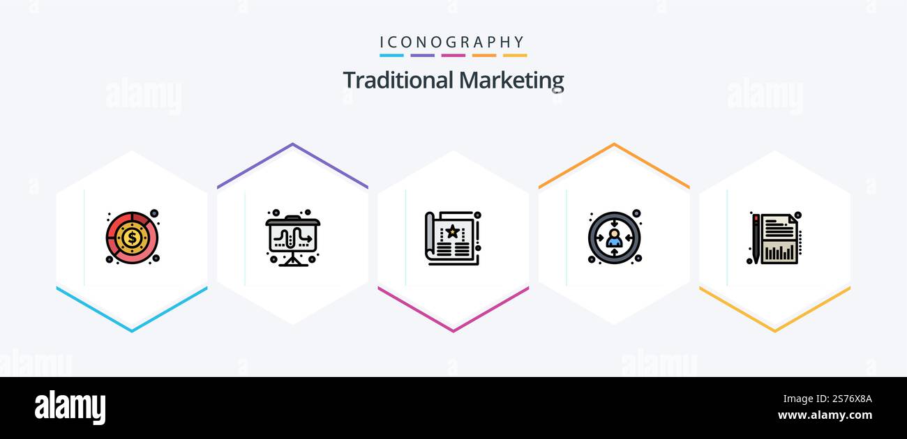 Traditional Marketing 25 FilledLine icon pack including user. customer ...