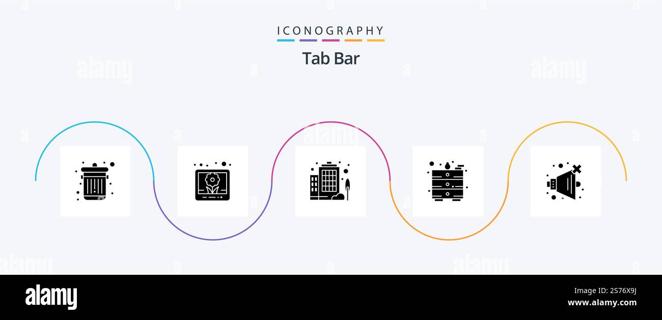 Tab Bar Glyph 5 Icon Pack Including . company. volume. no Stock Vector ...