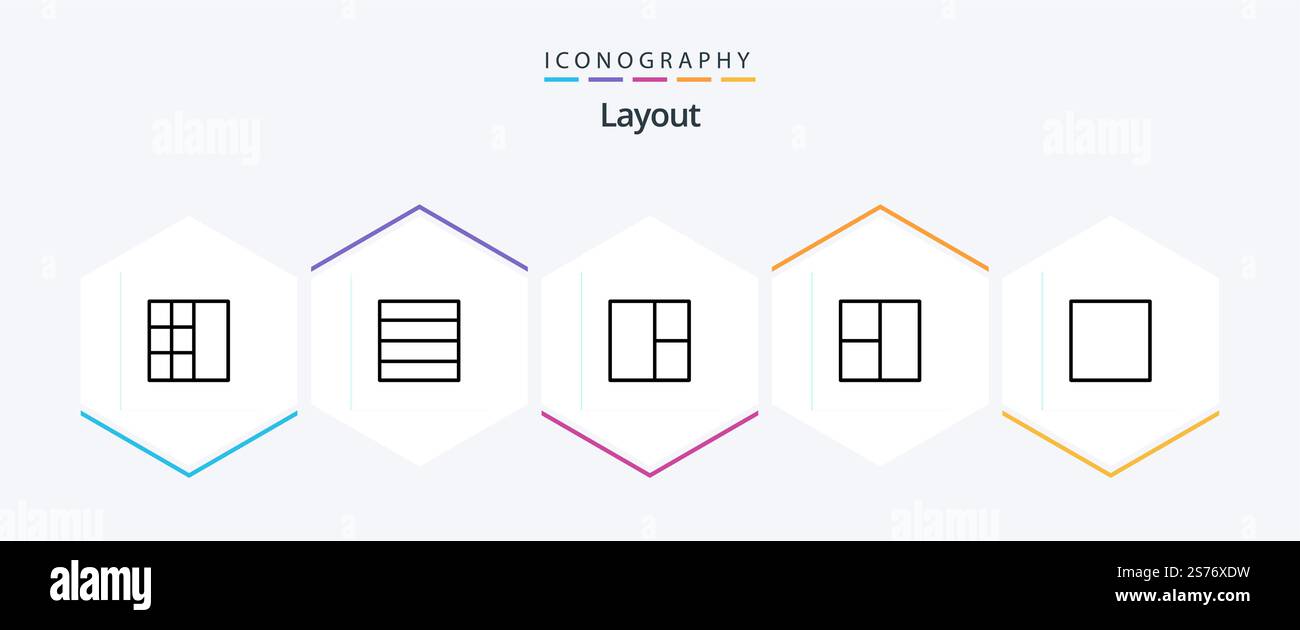 Layout 25 Line icon pack including . Stock Vector