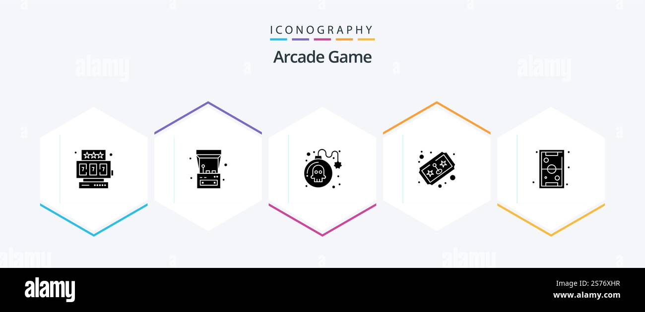 Arcade 25 Glyph icon pack including kids. fun. danger. joystick. game ...