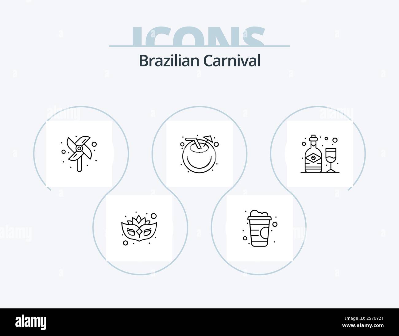 Brazilian Carnival Line Icon Pack 5 Icon Design. wave. adrenaline ...