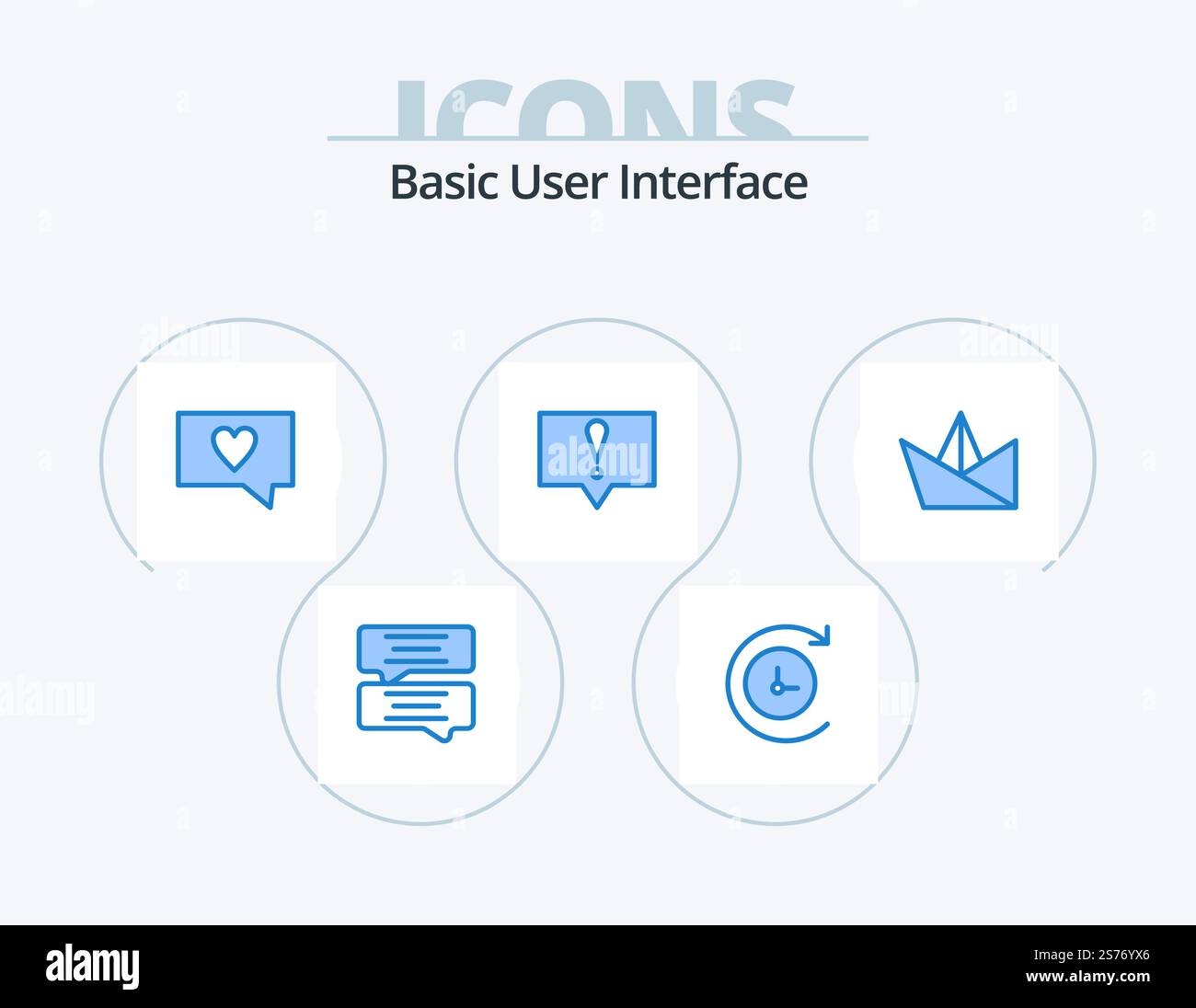 Basic Blue Icon Pack 5 Icon Design. . alert. . origami Stock Vector