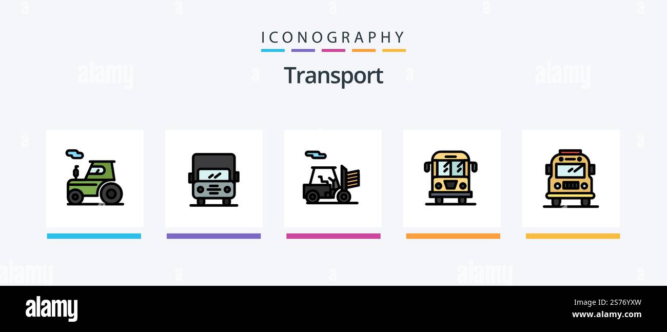 Transport Line Filled 5 Icon Pack Including transport. car. train ...