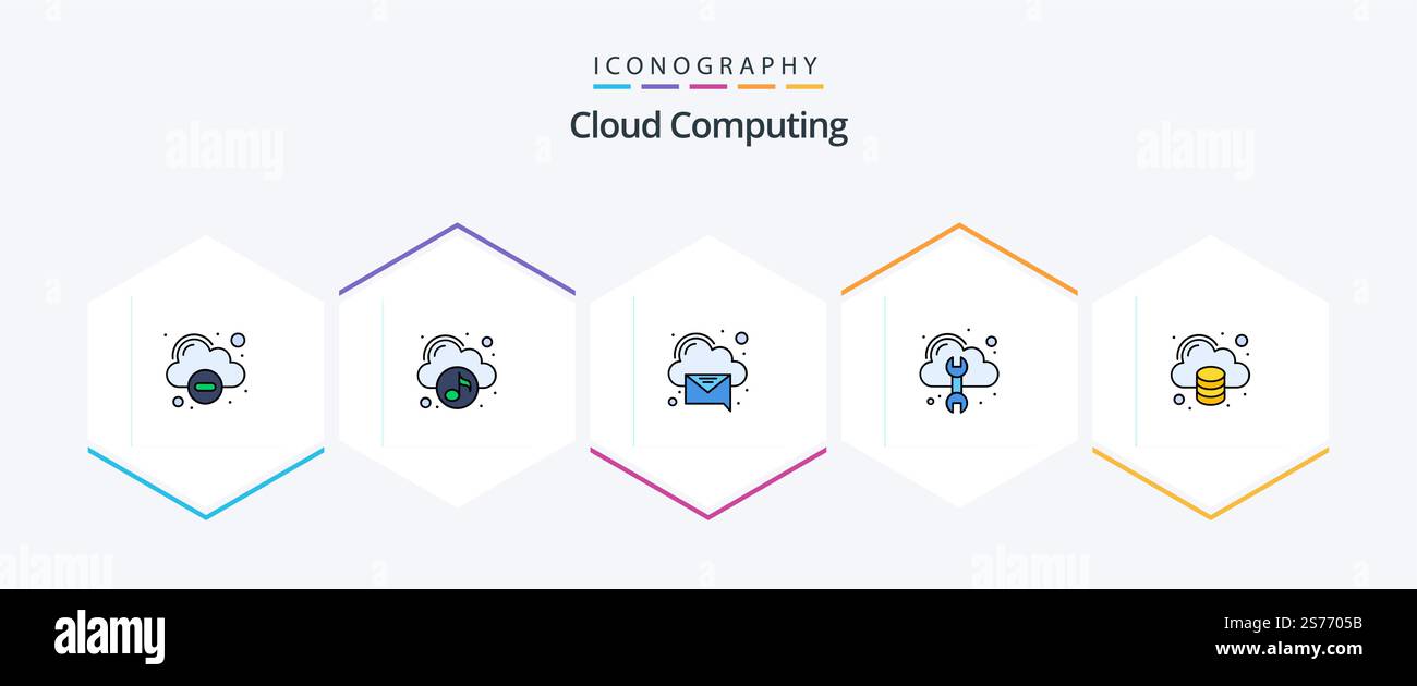 Cloud Computing 25 FilledLine icon pack including data. tool. cloud. repair. cloud Stock Vector