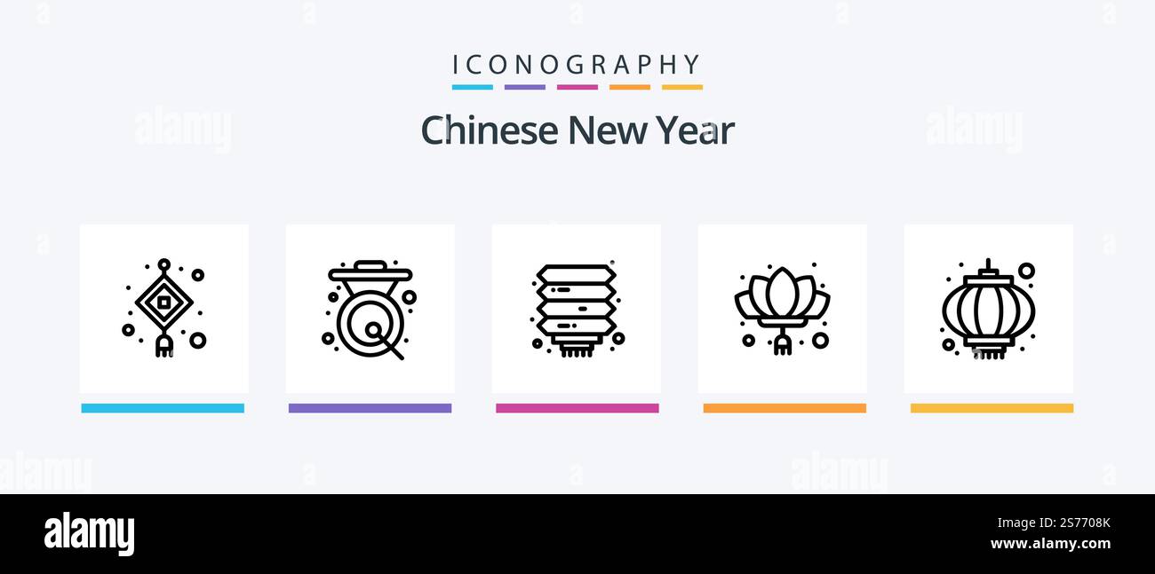 Chinese New Year Line 5 Icon Pack Including newyear. new. newyear ...