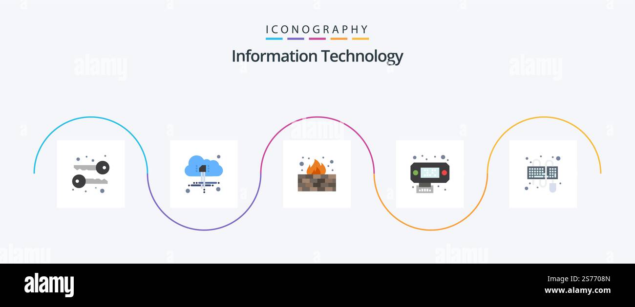 Information Technology Flat 5 Icon Pack Including . keyboard. internet ...