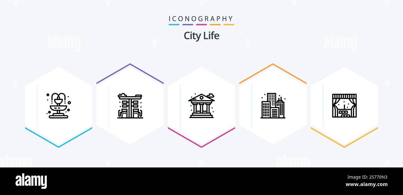 City Life 25 Line icon pack including window. building. city. building ...