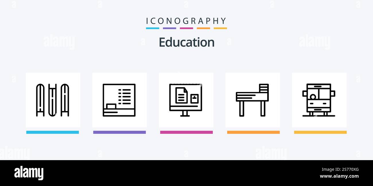 Education Line 5 Icon Pack Including document. document. studies ...